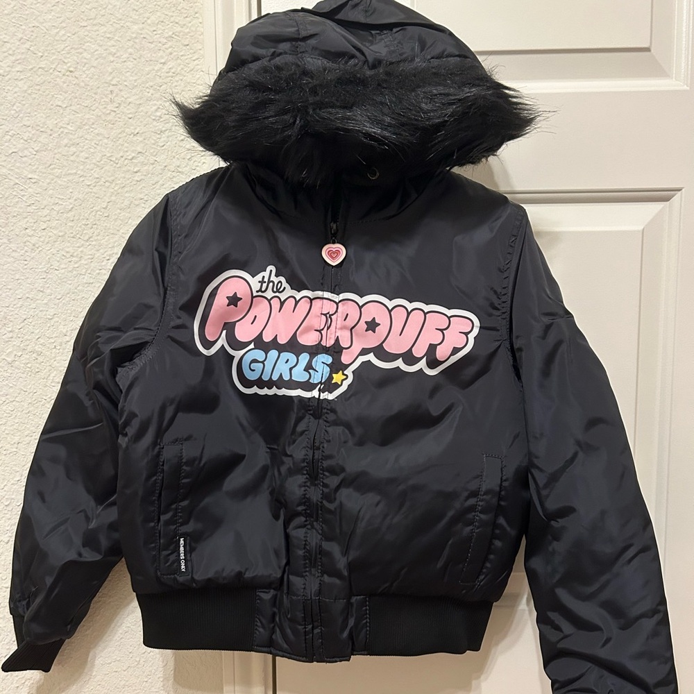 Power Puff Girls Women’s Hooded Bomber Jacket Fashion Nova Size Small